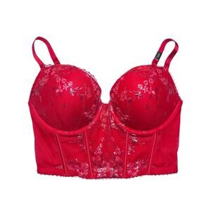 Victoria's Secret Floral Embroidery Shimmer Push-Up Corset Size 34D
